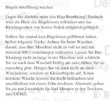 Bügeln überflüssig machen