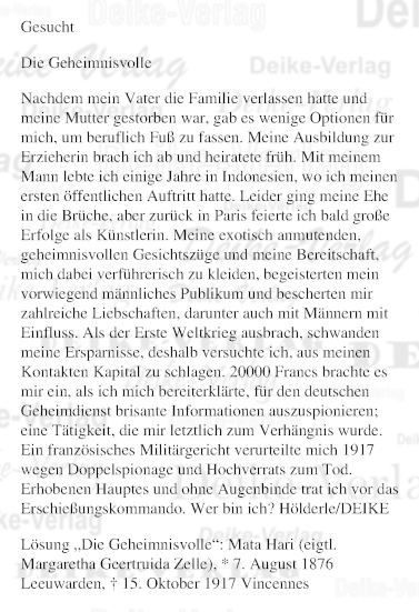 Mata Hari - Personenrätsel KW 3226