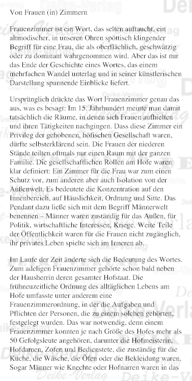 Von Frauen (in) Zimmern