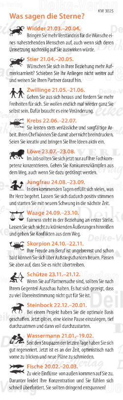 Wochenhoroskop KW 3025