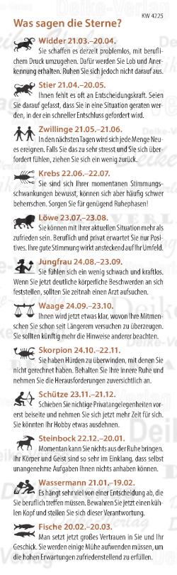 Wochenhoroskop KW 4225