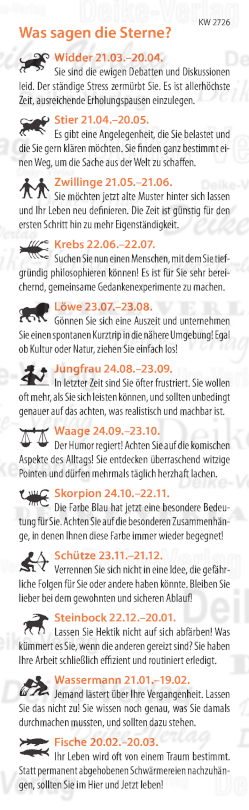 Wochenhoroskop KW 2726