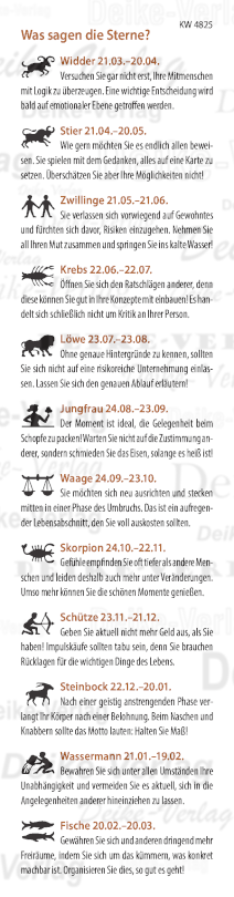Wochenhoroskop KW 4825