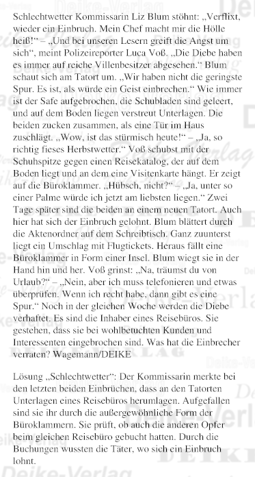 Schlechtwetter - Rätselkrimi (Liz Blum)