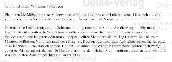 Schimmel vorbeugen