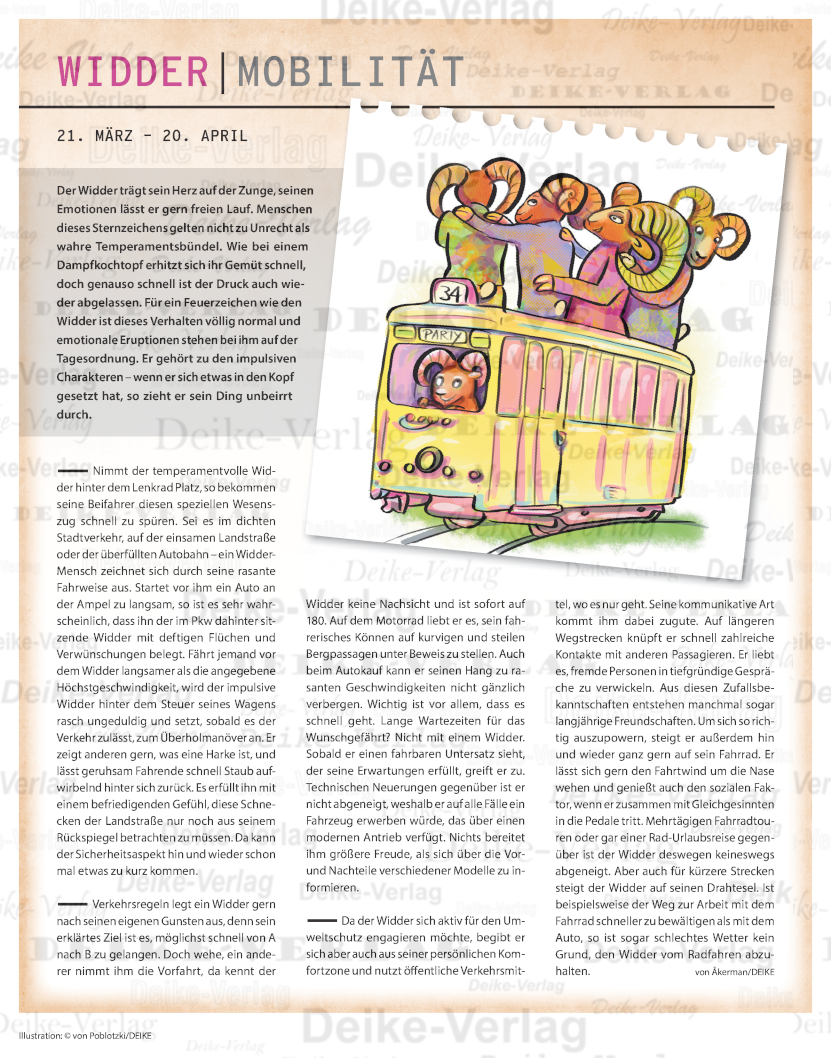 Sternzeichencharakteristiken: Widder (Mobilität)