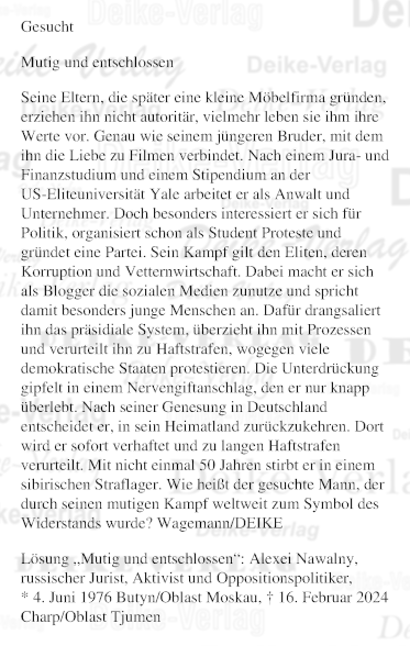 Alexei Nawalny - Personenrätsel KW 0125