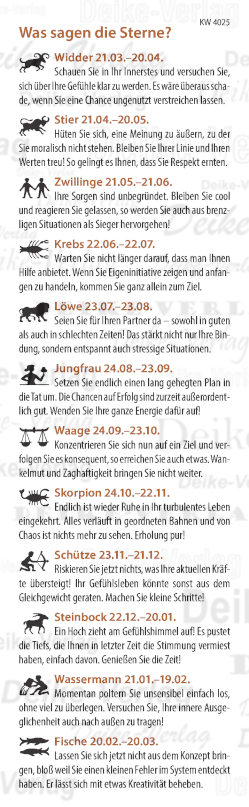 Wochenhoroskop KW 4025