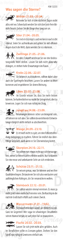 Wochenhoroskop KW 3225