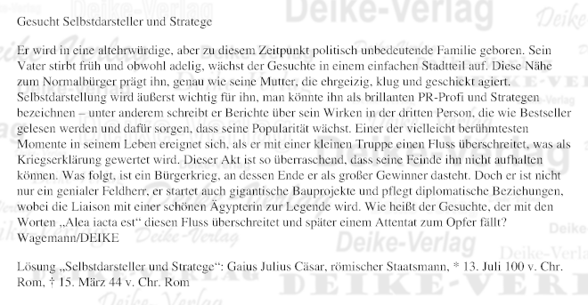 Julius Cäsar - Personenrätsel KW 0926