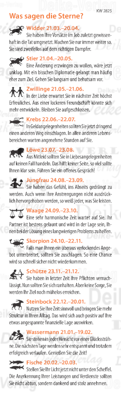 Wochenhoroskop KW 2825