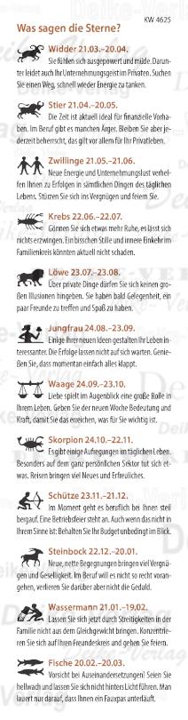 Wochenhoroskop KW 4625