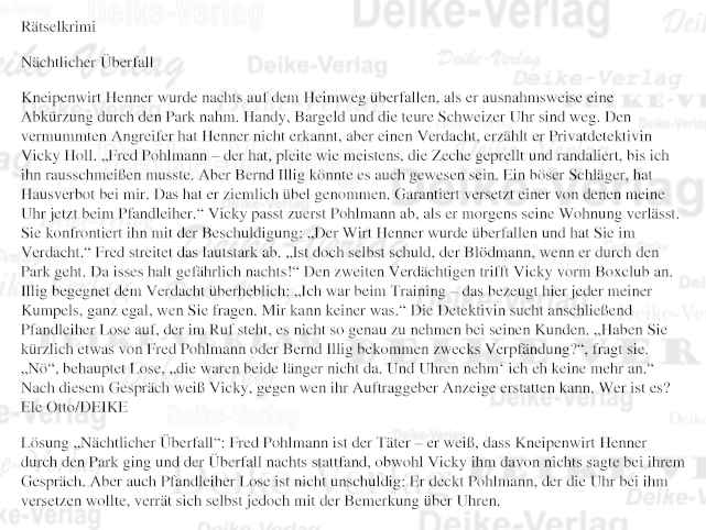 Nächtlicher Überfall Vicky Holl (Rätselkrimi)