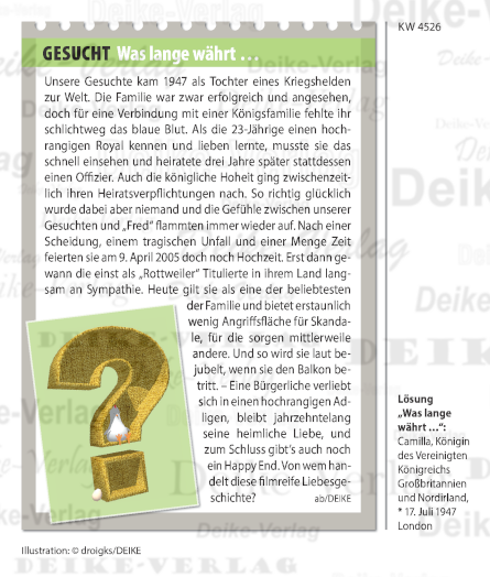Camilla - Personenrätsel KW 4526