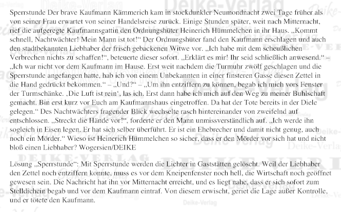 Sperrstunde - Rätselkrimi (Hümmelchen)