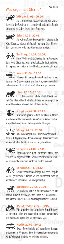 Wochenhoroskop KW 3325