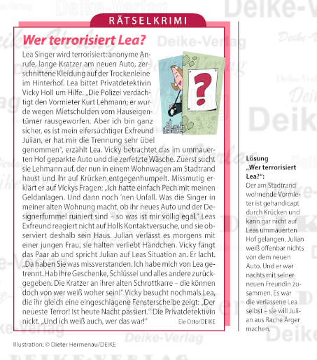 Wer terrorisiert Lea Vicky Holl (Krimirätsel)