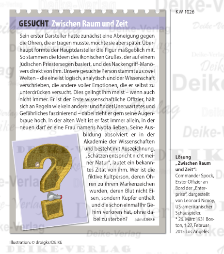 Commander Spock (Personenrätsel) KW 1026