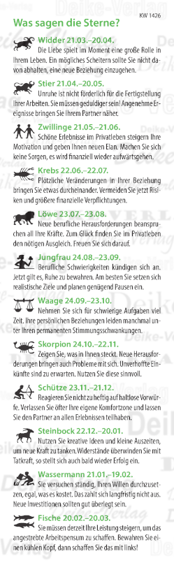 Wochenhoroskop KW 1426