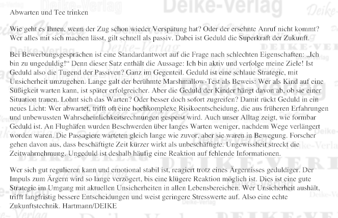 Abwarten und Tee Trinken