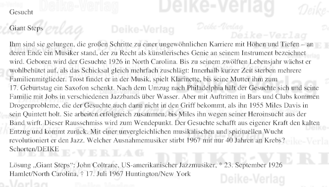 John Coltrane - Personenrätsel KW 3626
