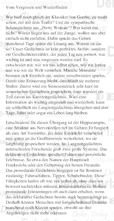 Vom Vergessen und Wiederfinden