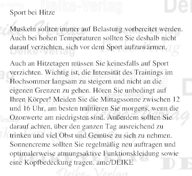 Sport bei Hitze
