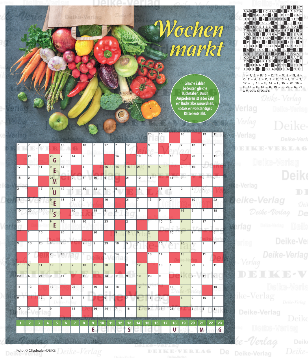 Wochenmarkt (Zahlenkreuzworträtsel)