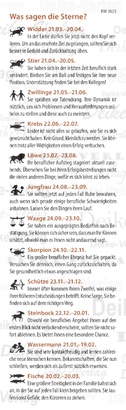Wochenhoroskop KW 3625