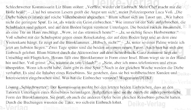 Schlechtwetter - Rätselkrimi (Liz Blum)