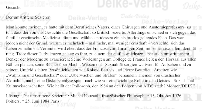 Michel Foucault - Personenrätsel KW 4226