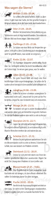Wochenhoroskop KW 4525