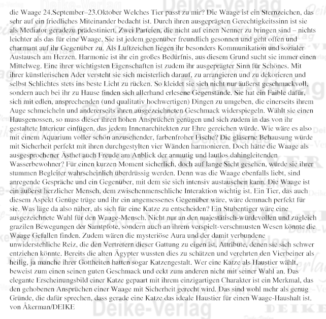 Sternzeichencharakteristiken: Die Waage (Haustiere)