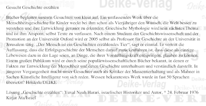 Yuval Noah Harari - Personenrätsel KW 0826