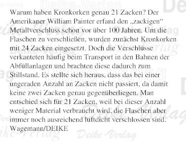 Warum haben Kronkorken genau 21 Zacken?