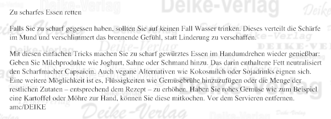 Zu scharfes Essen retten