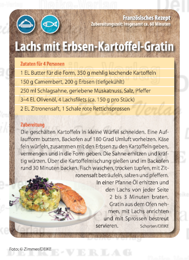 Lachs mit Erbsen-Kartoffel-Gratin