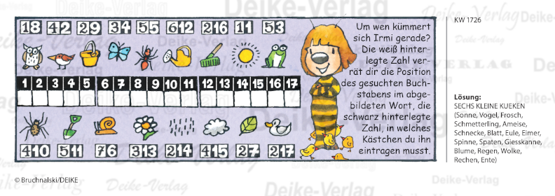 sechs kleine Küken - Irmi die Rätselbiene KW 1726