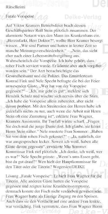 Fatale Vorspeise - Rätselkrimi (Fink und Specht)