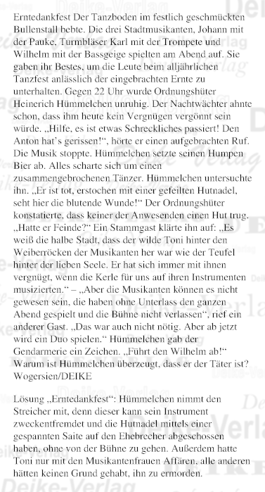 Erntedankfest - Rätselkrimi (Hümmerchen)