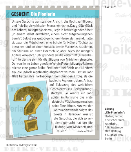Hedwig Kettler - Personenrätsel KW 3926