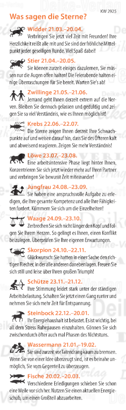 Wochenhoroskop KW 2925