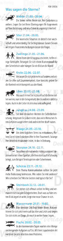 Wochenhoroskop KW 0926