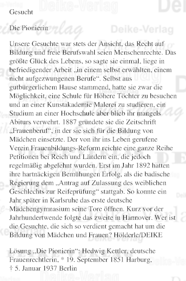Hedwig Kettler - Personenrätsel KW 3926