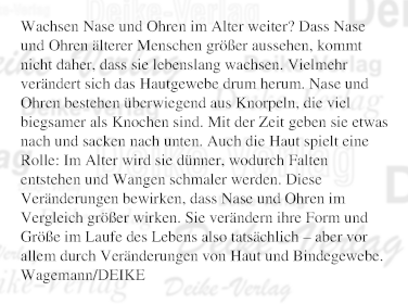 Wachsen Nase und Ohren im Alter weiter?