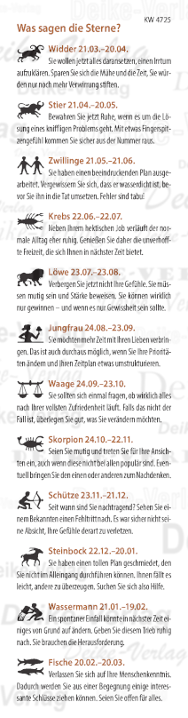 Wochenhoroskop KW 4725
