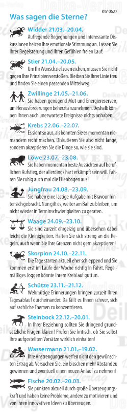 Wochenhoroskop KW 0627