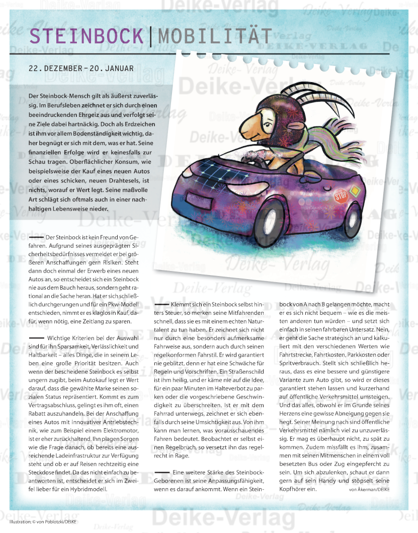 Sternzeichencharakteristiken: Steinbock (Mobilität)