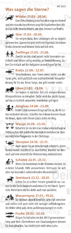 Wochenhoroskop KW 3825