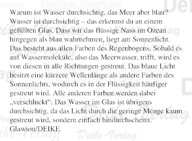 Warum ist Wasser durchsichtig, das Meer aber blau?